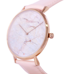 MEDOTA Marble大理石系列簡約粉色真皮女錶手錶  MB-6802 / 白色 第7張的照片