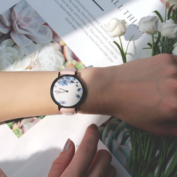 MEDOTA Blossom花朵系列粉色真皮錶帶女錶 / BO-8801 藍色精靈 第2張的照片
