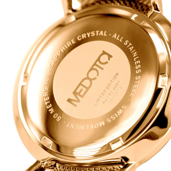 MEDOTA Chica系列簡約雙針米蘭錶帶女錶手錶 / CH-9403 金色 第6張的照片
