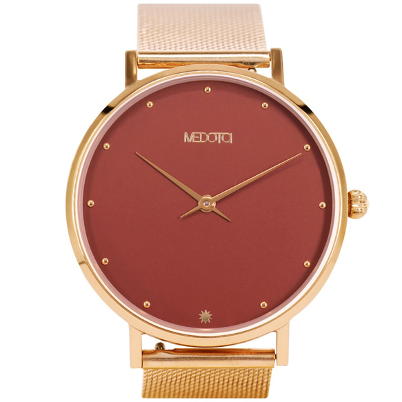 MEDOTA Chica系列簡約雙針米蘭錶帶女錶手錶 / CH-9404 紅色 第4張的照片