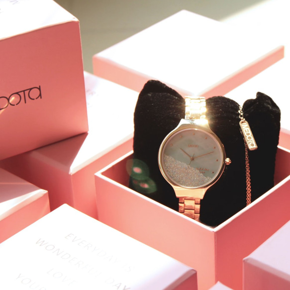 MEDOTA Ladies系列流沙雙層殼不鏽鋼錶帶女錶 / MI-9501 玫瑰金 第2張的照片