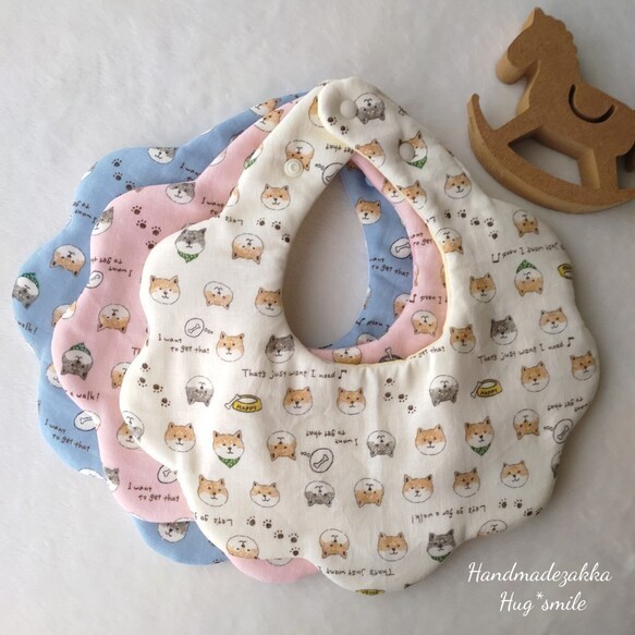 ふわふわリバーシブルスタイ♡ハンドメイド こせる