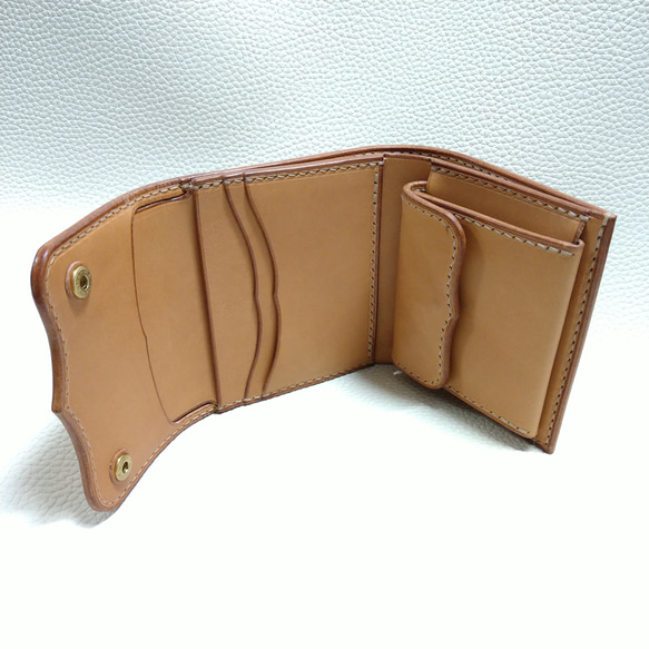 20%オフ！3つ折りショートウォレット〜compact tri-fold wallet liscio natural〜 3枚目の画像