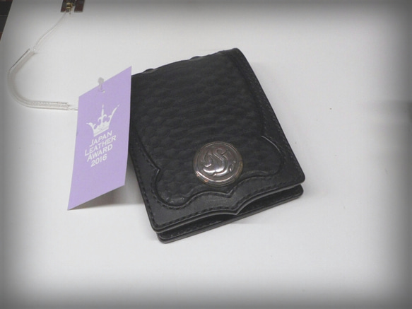 販売終了レザーハーフウォレット～billfold wallet～レッドパイソンマットブラック 2枚目の画像