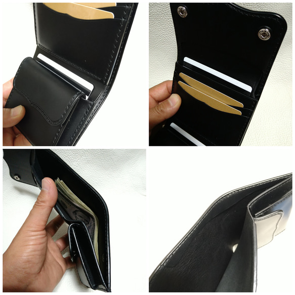 20％オフ！3つ折りショートウォレット〜compact tri-fold wallet black〜 7枚目の画像