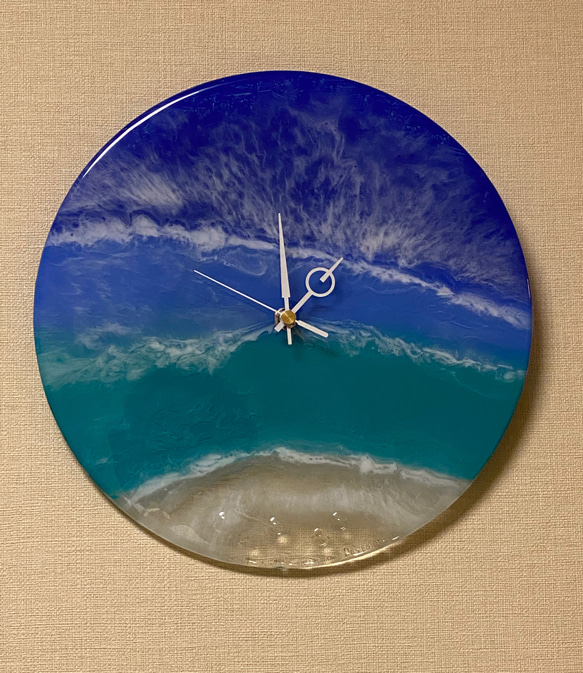 レジン 時計　掛け時計　大海原 2枚目の画像