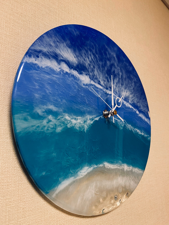 レジン 時計　掛け時計　大海原 3枚目の画像