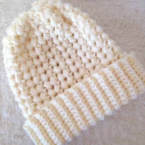 玉編みハートのニット帽【ホワイト】 ニット帽・ビーニー MAKe*It 通販