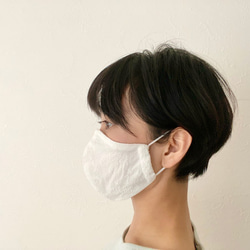 【再販】牡丹刺繍のコットンレース×ガーゼ4重の布マスク｜ノーズワイヤーオプション可能 7枚目の画像