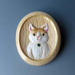 木彫ブローチ　猫 2枚目の画像