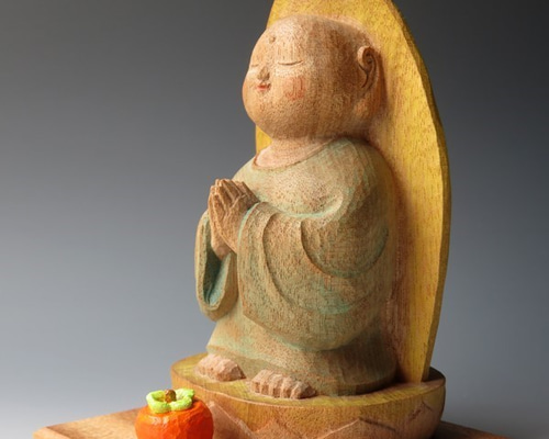 秋の趣 木彫りのお地蔵様と柿 その他置物 啓秀館まさまさ 通販 4488129