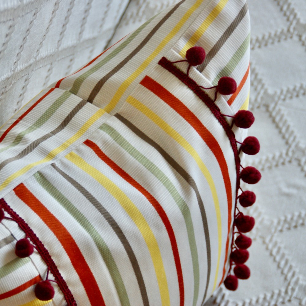 カラフルストライプ【クッションカバー45x45cm】（送料無料）オレンジ