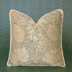 ウィリアムモリス【クッションカバー45x45cm】（送料無料）グリーン　花柄　織物　英国風 2枚目の画像