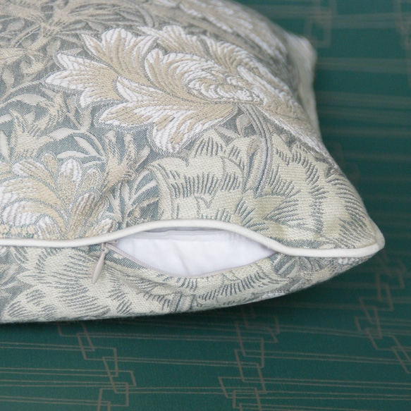 ウィリアムモリス【クッションカバー45x45cm】（送料無料）グリーン　花柄　織物　英国風 8枚目の画像