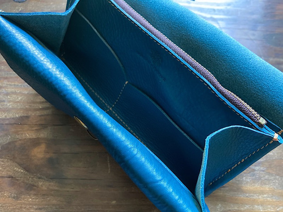 【受注製作（納期約1ヶ月半）】イタリアンレザー＊長財布 「series-envelope」フェルメールブルー 8枚目の画像
