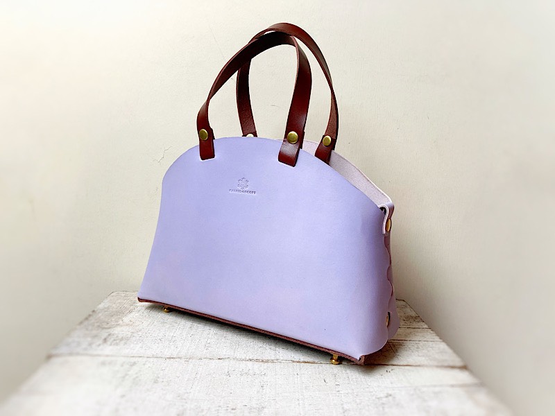 【受注製作（納期約1.5ヶ月）】国産レザー◆トートバッグ「rizo」M（ラベンダー×ビターブラウン）