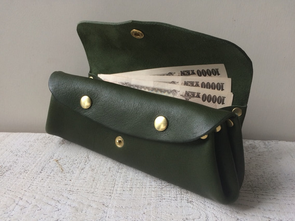 [定制（交貨時間約 1 個月）] Corocoro 長款錢包“fave” L：橄欖綠 第4張的照片
