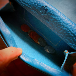 【生產週期約1個月】意大利皮革無拉鍊長錢包“系列-信封”維米爾藍 第8張的照片
