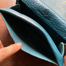 【生產週期約1個月】意大利皮革無拉鍊長錢包“系列-信封”維米爾藍 第9張的照片