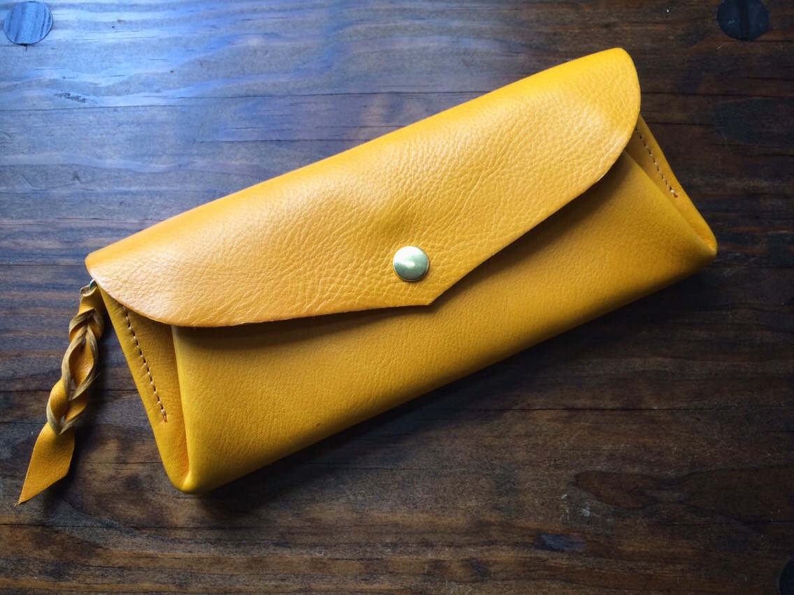 【受注製作（納期約1ヶ月半）】イタリアンレザー＊カード8枚長財布 「series-envelope」ミモザ