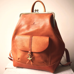 受注製作（納期約3ヶ月）】栃木レザー製がまぐちヌメ革リュックサック