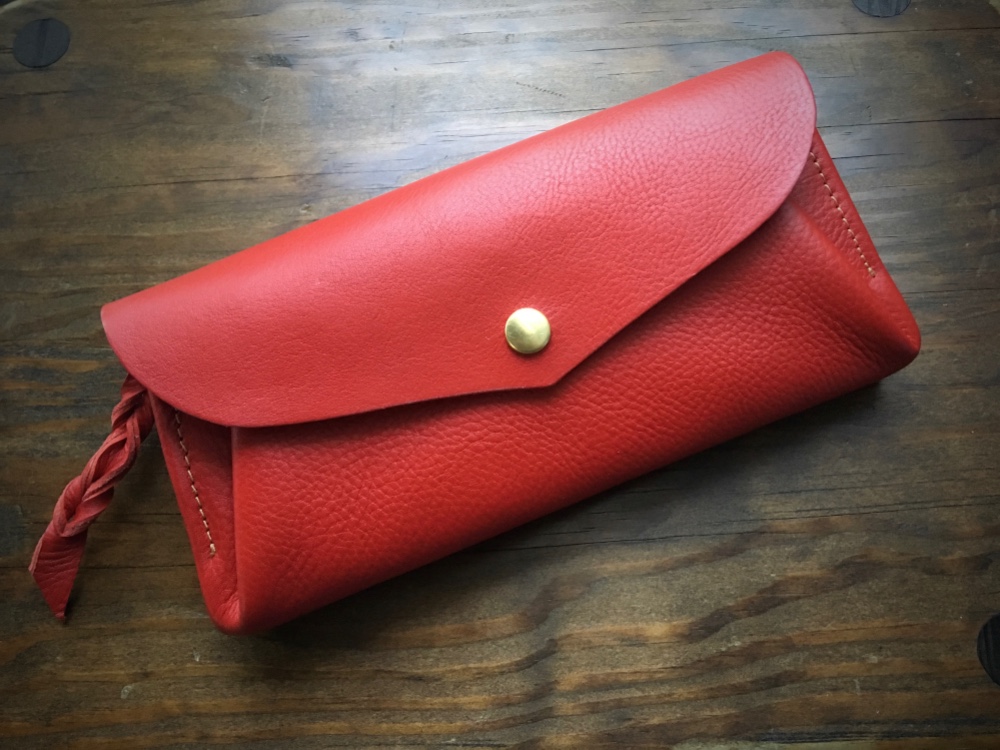 【受注製作（納期約3週間）】イタリアンレザー＊カード12枚長財布 「series-envelope」スカーレット