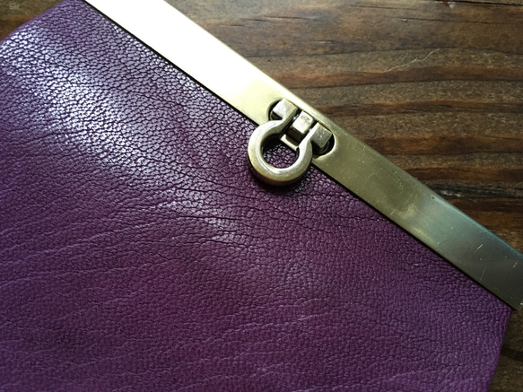 【交貨時間：約1週】法國山羊皮*半錢包“carre”紫水晶 第3張的照片