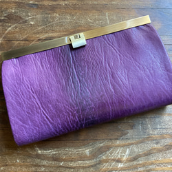 【交貨時間：約1個月】法國山羊皮錢包*16卡收納“avanico”紫水晶 第1張的照片