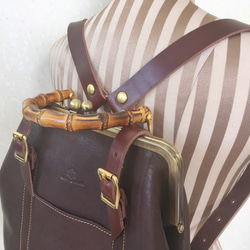 [定制（交貨時間約 1 個半月）] Tochigi Leather Gamaguchi Nume 皮革帆布背包“ruotare- 第2張的照片