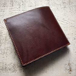 [定做（交貨時間：約一個半月）] chi木皮革兩折錢包（苦棕色） 第1張的照片