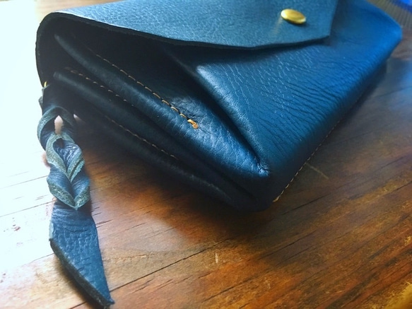 【受注製作（納期約1ヶ月）】イタリアンレザー＊カード12枚長財布 「series-envelope」フェルメールブルー 3枚目の画像