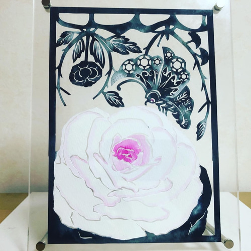 牡丹の花と蝶の日本画額装 牡丹の花と蝶の日本画額装 牡丹の花と蝶の日本