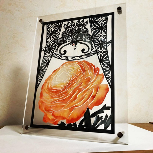花金鳳花菊菱蝶文様 切り絵 胡蝶の杜 通販 12148369｜Creema
