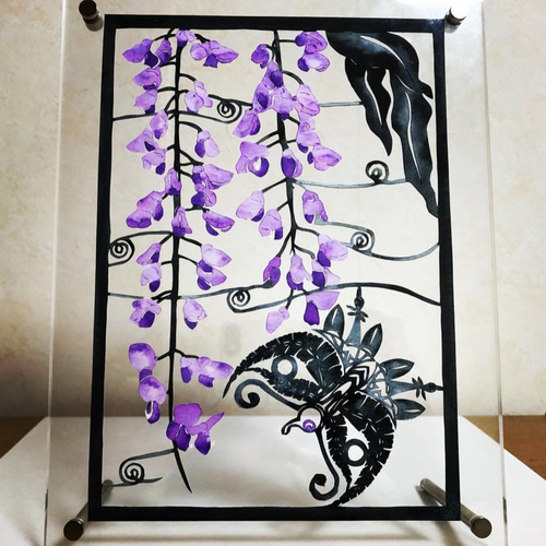 絵画 蝶々と花の絵です 紫陽花と蝶 | sachiko.w ｜インテリア絵画 アートの専門通販