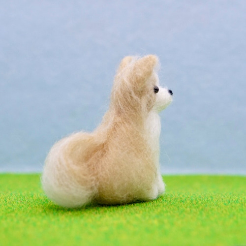 羊毛フェルト　おすわりロングコートチワワ ロングコートチワワ おすわり 羊毛フェルト わん♡らぶ 通販 11380112