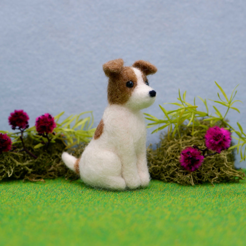 羊毛フェルト　ジャックラッセルテリア ジャックラッセルテリア おすわり 羊毛フェルト わん♡らぶ 通販