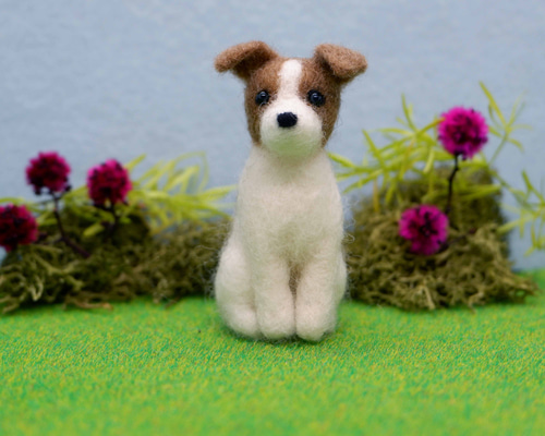羊毛フェルト　ジャックラッセルテリア　おすわり ジャックラッセルテリア おすわり 羊毛フェルト わん♡らぶ 通販