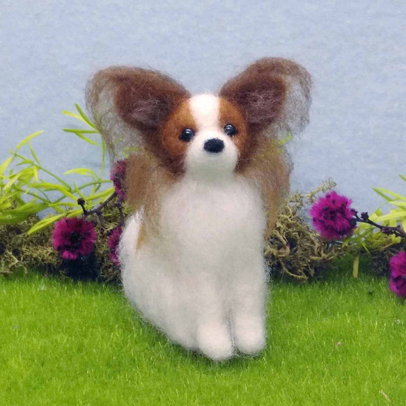 パピヨン おすわり 羊毛フェルト わん♡らぶ 通販 11710171 パピヨン おすわり 羊毛フェルト わん♡らぶ 通販 11710171