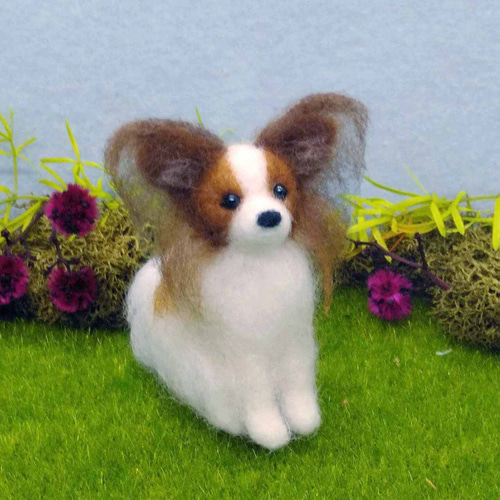 パピヨン おすわり 羊毛フェルト わん♡らぶ 通販 11710171
