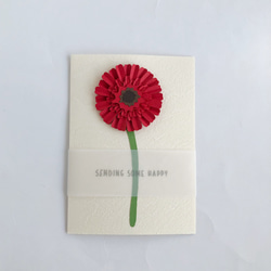 【再販】ガーベラのメッセージカード・封筒付 　ガーベラ（赤）×本体（クリーム） 1枚目の画像