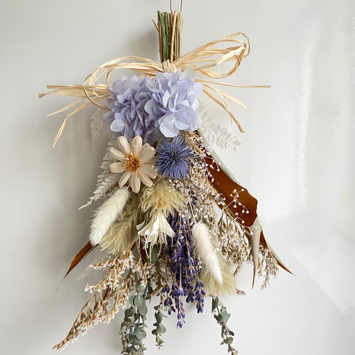 紫陽花とラベンダーのスワッグ ドライフラワー プリザーブドフラワー  