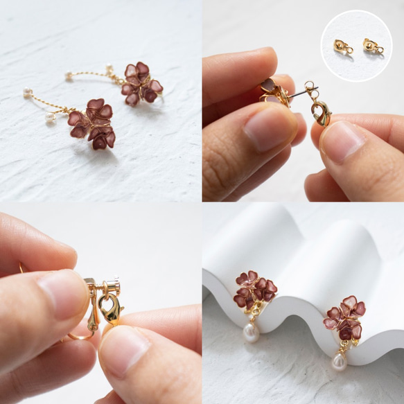 ＜ROSE TAUPE＞ LUCKY CLOVER｜Pearl Earrings 10枚目の画像