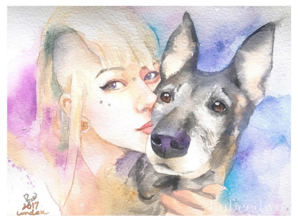 Custom Couple/ Friends Portrait Water colour for two face 3枚目の画像