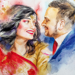 Custom Couple/ Friends Portrait Water colour for two face 4枚目の画像