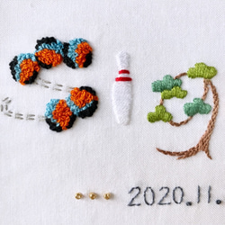 刺繍　記念ボード　お名前2名分　A5サイズ　受注製作　結婚記念日 3枚目の画像