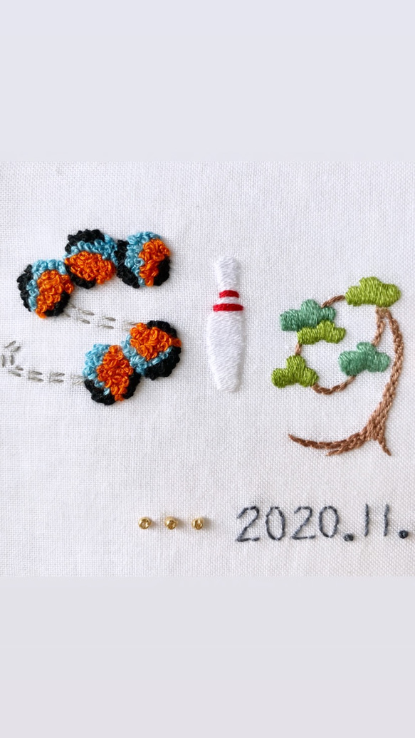 刺繍　記念ボード　お名前2名分　A5サイズ　受注製作　結婚記念日 3枚目の画像