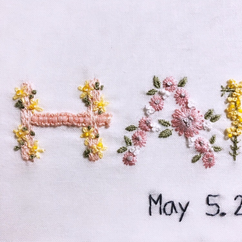 専用)命名書 刺繍 ビーズ ネームボード ベビーボード 名前刺繍