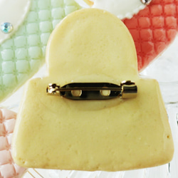 【ブローチ】ハンドバック型のアイシングクッキー : ピンクグレープフルーツ味　フェイクスイーツ 7枚目の画像