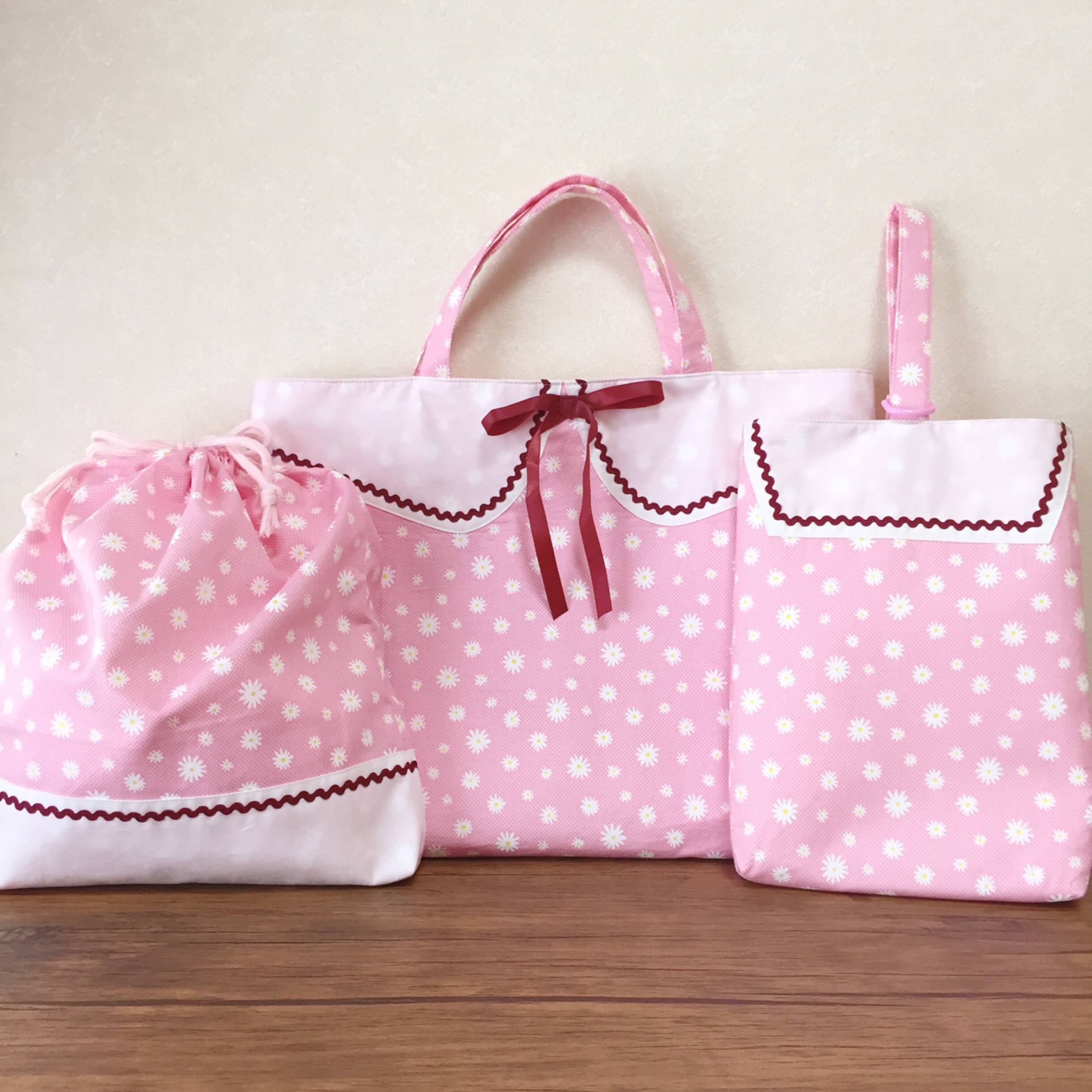 入園入学 通園通学　3点セット まとめてお得 セーラー かわいい リボン 花柄　子ども