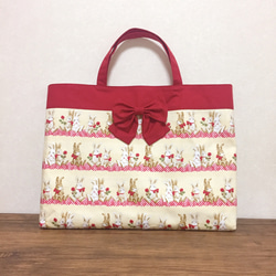 りぼんちょうちょ柄レッスンバッグセット リボン & 蝶 ⚪ 大きめレッスンバッグ 4点セット パープル